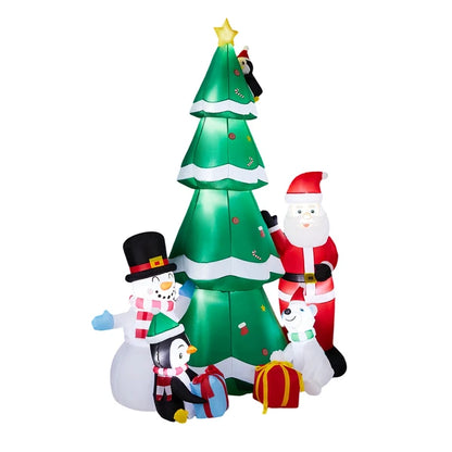 7.5FT Lighted Christmas Inflatable Decoration, Inflatable Christmas Tree With Santa And Snowman - view 2
