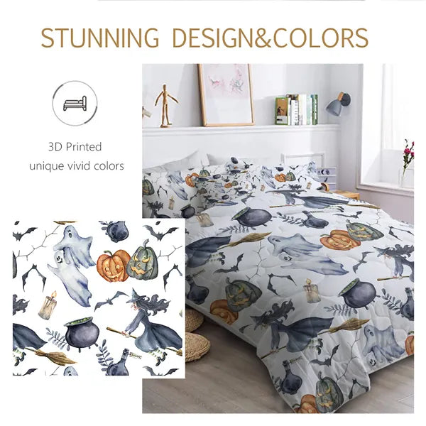 8pcs Halloween Comforter Set, Witch Pattern Bed In A Bag Bedding With Comforter Sheet Sham - 1 Comforter - view 3