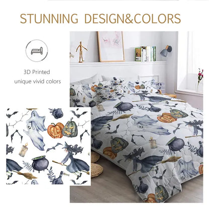 8pcs Halloween Comforter Set, Witch Pattern Bed In A Bag Bedding With Comforter Sheet Sham - 1 Comforter - view 3