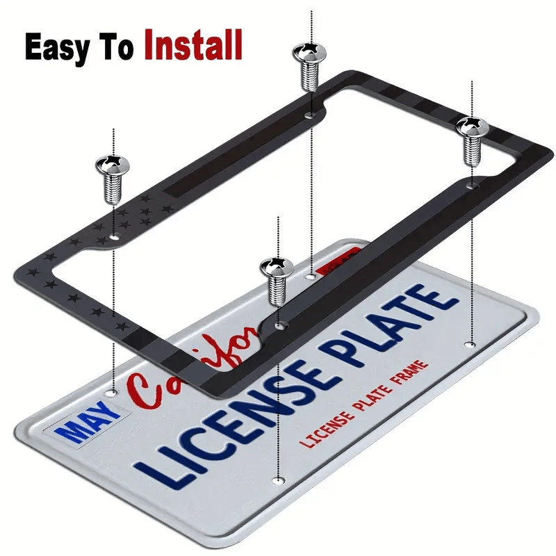 1X Black 3D USA American Flag License Plate Frame Holder Auto Car Tag Decal ABS - view 9