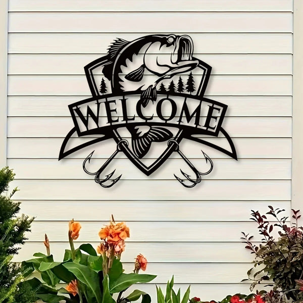 "1PC Fishing Metal Plaque - Welcome Sign, Bass Fishing Metal Piece, Fish Metal Indicator, Bass Fishing Artwork - view 10