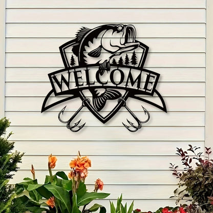"1PC Fishing Metal Plaque - Welcome Sign, Bass Fishing Metal Piece, Fish Metal Indicator, Bass Fishing Artwork - view 10