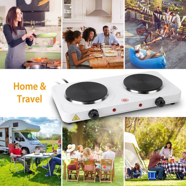 Cooking Electric Heating Plate, 2-burner Electric Stove, 2000 Watt Portable Electric Stove, Glass Stove, Easy To Clean - view 2