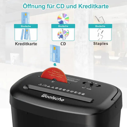 Aktenvernichter, Schreddert 12 Blatter Auf Einmal, Kann Kreditkarten&CD Und Buroklammern Zerkleinern - view 4