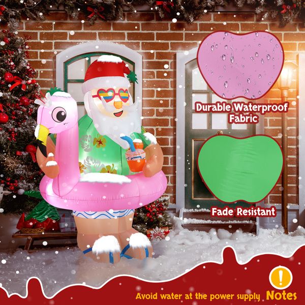 5.9 FT Lighted Christmas Inflatable Decoration, Inflatable Hawaii Santa Claus Outdoor Decoration - view 6