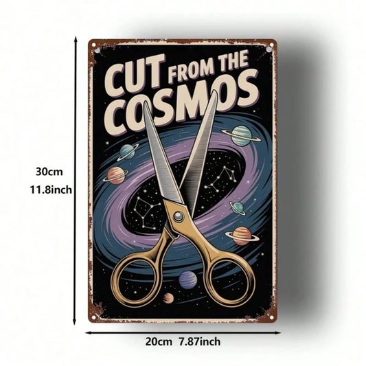 Vintage Universe Scissors Metal Sign 8x12 Inch Retro Planet Tin Poster - view 2