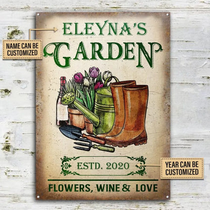 Personalized Gardening Flowers Love Metal Sign Plant Smiles Grow Love Vintage Garden Wall Decor - view 6
