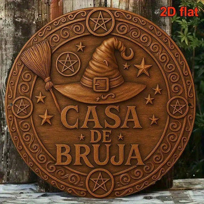 Vintage Witch House Aluminum Sign 8x8 Inch Round Metal Plaque, 2D Flat French Wall Decor For Living Room Study Dining - view 6