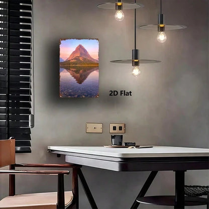 Mountain Lake Reflection Metal Sign, 8x12 Inch Decorative Wall Art, Durable Metal Plaque Painting For Bedroom Kitchen - view 2