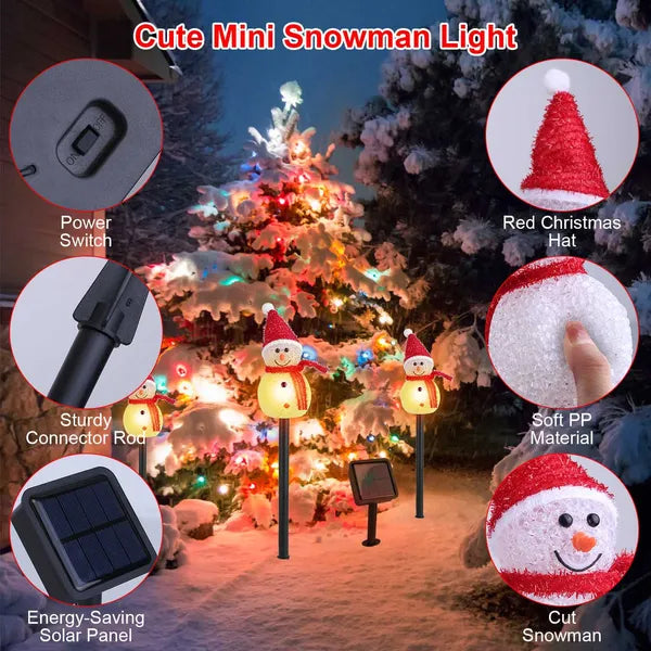1Pc Solar Powered Lamp 3 Snowmen Outdoor Decorative Christmas Lamp Garden Stake Light IP55 Waterproof Santa Landscape - view 2