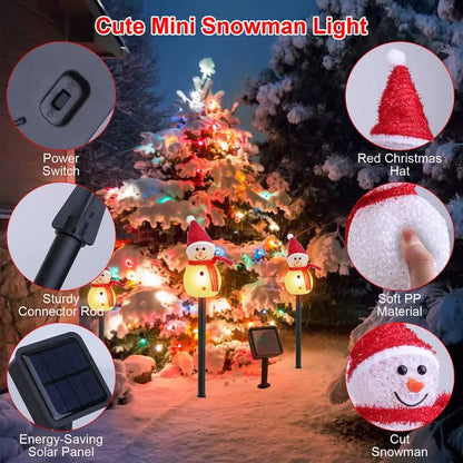 1Pc Solar Powered Lamp 3 Snowmen Outdoor Decorative Christmas Lamp Garden Stake Light IP55 Waterproof Santa Landscape - view 2