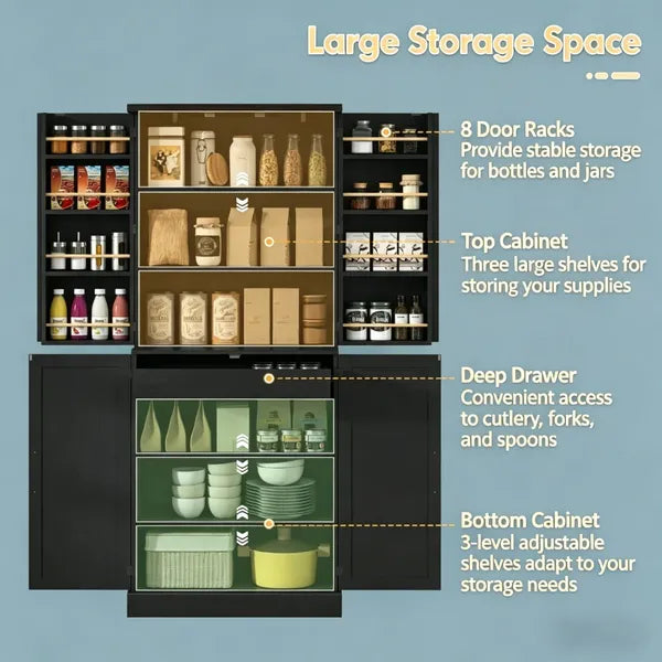 Rustic Barn Style Storage Cabinet With Adjustable Shelves 29.9 Inches X 15.7 Inches X 72 Inches For Kitchen - view 4