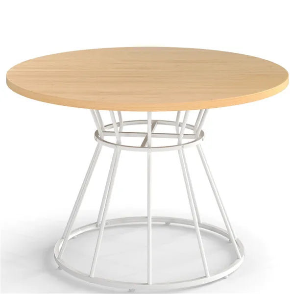 Natural 47" Round Dining Table, Family-Sized For 4-6 People, Hourglass Metal Base & Curved Tabletop - view 2