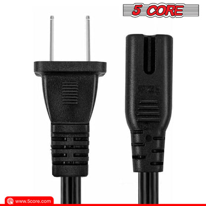 5 Core AC Power Cord 6 Ft ? 2 Prong US Male to Female Extension Adapter ? 16AWG/2C 125V 13A 1/2/5 Pc - PP 1001 - view 4