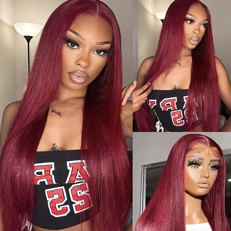 Body Wave Human Hair Wig 13x4 HD Burgundy Lace Front Wig Human Hair With Aligned Cuticle Brazilian Wig - view 3