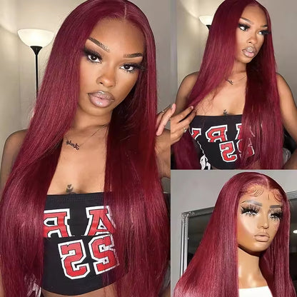Body Wave Human Hair Wig 13x4 HD Burgundy Lace Front Wig Human Hair With Aligned Cuticle Brazilian Wig - view 3