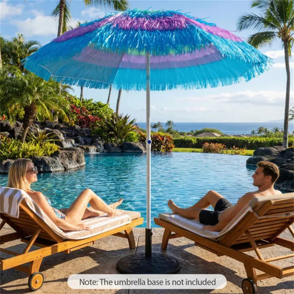 6ft Thatched Tiki Patio Umbrella, Tropical Outdoor Umbrella With Push Button Tilt (Multicolor) - view 5