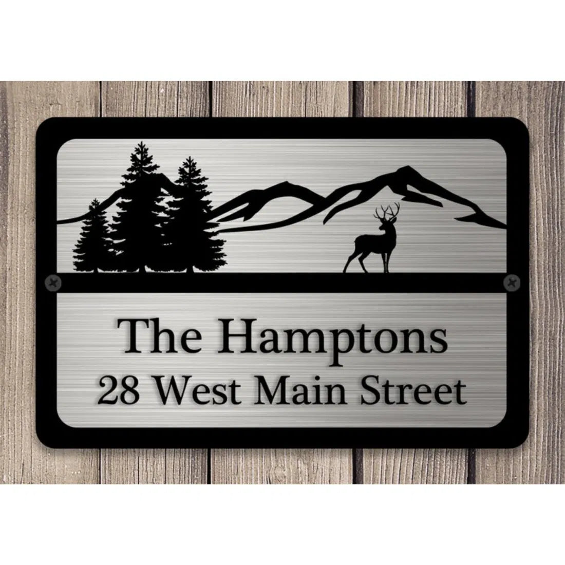 Custom Metal House Address Sign Deer Mountain Artwork Yard Number Plaque