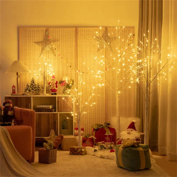 White 5FT LED Birch Tree - Lifelike Bark 72 Lights Flexible Branches 7.2ft Cord For Christmas - view 10
