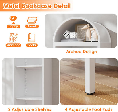 Aobabo Arch Display Bookcase With 2 Adjustable Shelves, Kitchen Pantry Storage Bookshelf For Dining Room, Home, Office - view 6