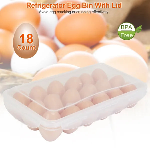 2Pcs Plastic Egg Holder Stackable Egg Storage Box Egg Rack For Refrigerator 18 Cavity Per Container Dishwasher Safe - view 3