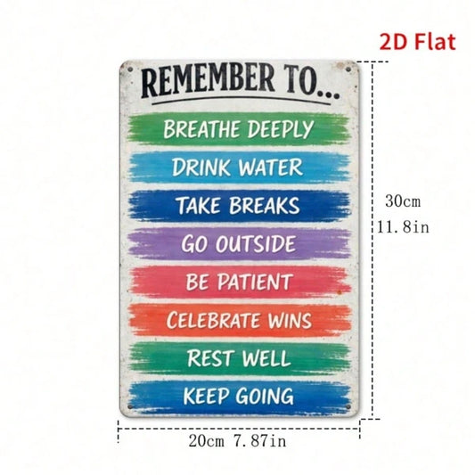 Relax & Forget Your Worries 2D Flat Metal Sign, Vintage Mindfulness Wall Art Decor