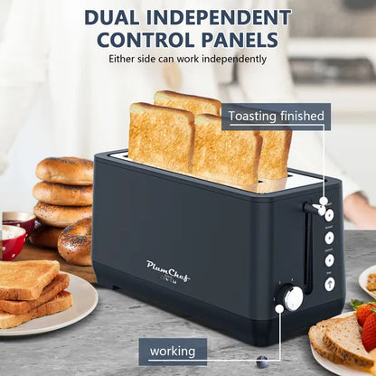 4-Slice Toaster, Extra Wide Long Slot Toaster, 6 Browning Settings, Bagel/Defrost/Reheat Functions - view 5