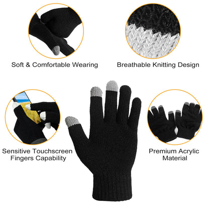 Unisex Touch Screen Gloves Full Finger Winter Warm Knitted Gloves For Warmth Running Cycling Camping Hiking - view 5