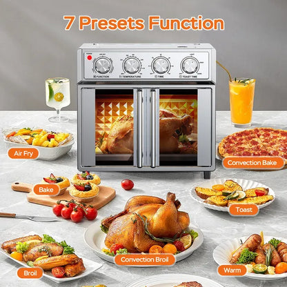 PlumChef 29.5 QT French Door Air Fryer Convection Toaster Oven, Extra Large 6 Slices, 1700W - view 3