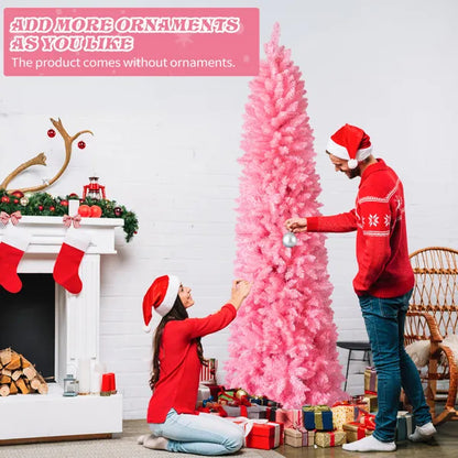 7.5 FT Hinged Christmas Tree, Artificial Pencil Christmas Tree, Unlit Artificial Christmas Pine Tree With 1075 Branch - view 9