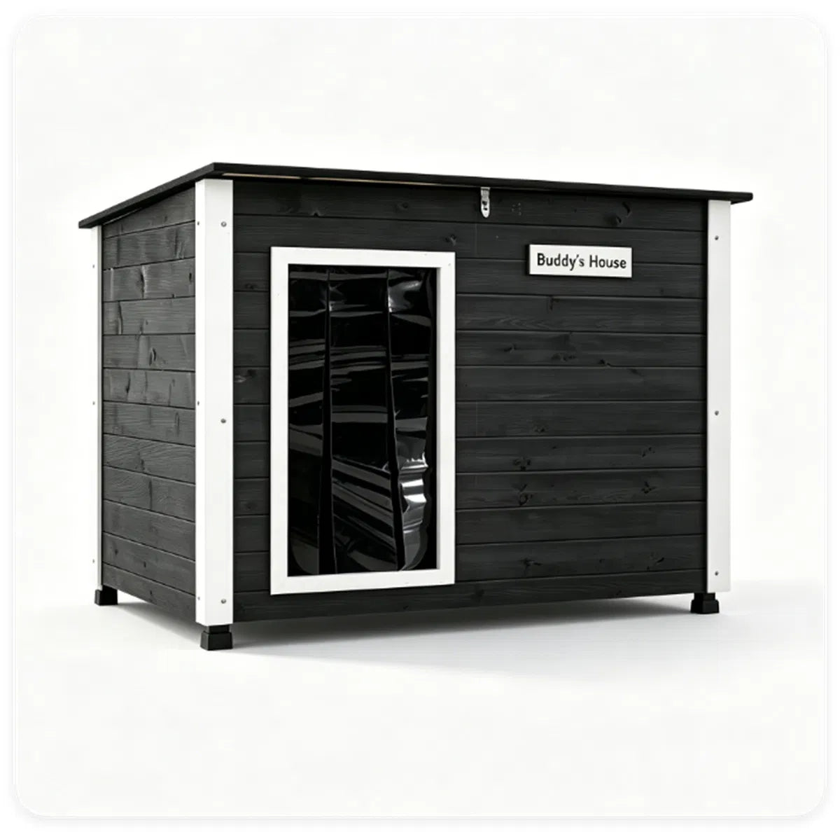 42.5" x 27" x 33.5" Outdoor Dog House with Sloped Asphalt Roof, Elevated Floor & Openable Roof Weatherproof Pet Kennel - view 6