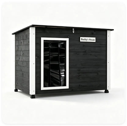 42.5" x 27" x 33.5" Outdoor Dog House with Sloped Asphalt Roof, Elevated Floor & Openable Roof Weatherproof Pet Kennel - view 6