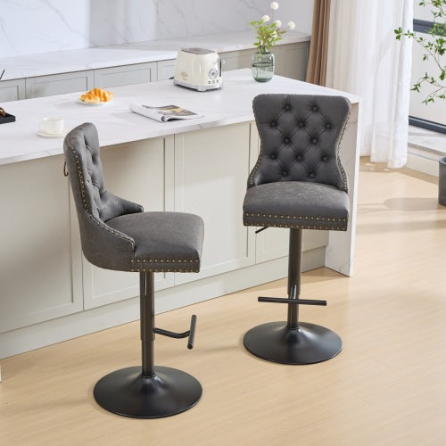 Aged And Retro PU Swivel Barstools Adjusatble Seat Height From 26-33 Inch - view 4