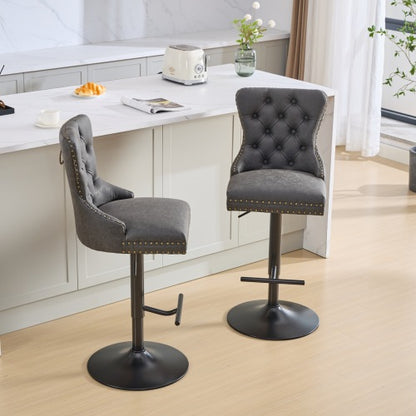 Aged And Retro PU Swivel Barstools Adjusatble Seat Height From 26-33 Inch - view 4