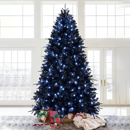 5ft Black Christmas Tree With 250 White LED Lights, 1076 Tips PE+PVC Artificial Tree For Halloween & Holiday Decor - view 3