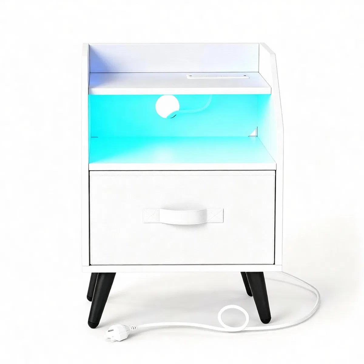 LED Nightstand with Charging Station, 16 Color RGB Remote Controlled Bedside Table with 2 AC Outlets USB Type-C Port - view 5