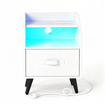 LED Nightstand with Charging Station, 16 Color RGB Remote Controlled Bedside Table with 2 AC Outlets USB Type-C Port - view 5