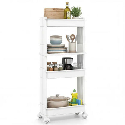 4-Tier DIY Rolling Storage Cart, 15.5 X 9 X 40.5 With Detachable Ventilated Trays For Kitchen & Bathroom - view 2