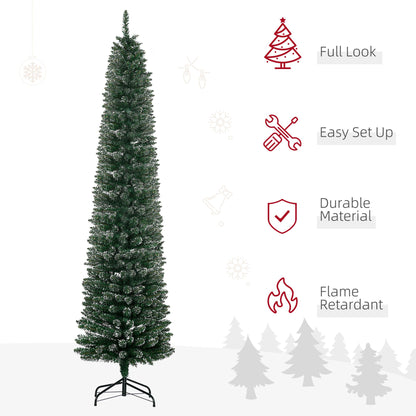 7.5FT Artificial Snow Dipped Christmas Tree Xmas Pencil Tree Holiday Home Indoor Decoration With Foldable Black Stand - view 3