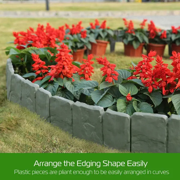 20 PCS Cobbled Stone Effect Plastic Garden Lawn Border Edging - view 4