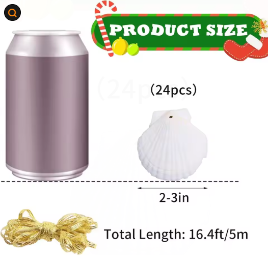 Seashells For Crafting Christmas Ornaments 24pcs 2-3 Inch Hanging Sea Shells Natural White Scallop Shells For Crafts - view 4