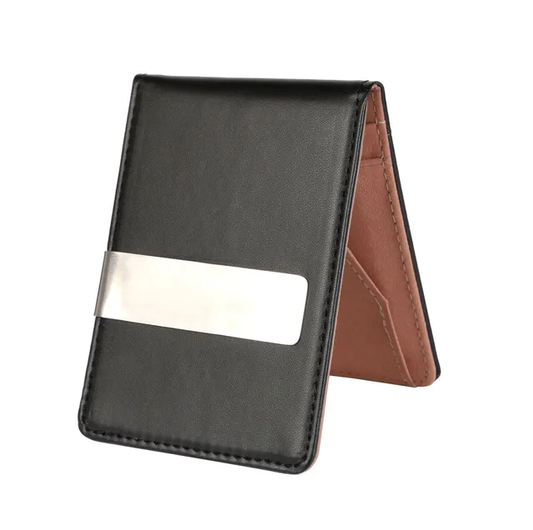 Unisex PU Leather Wallet RFID Blocking Slim Bifold Credit Card Holder With Money Clip - view 2
