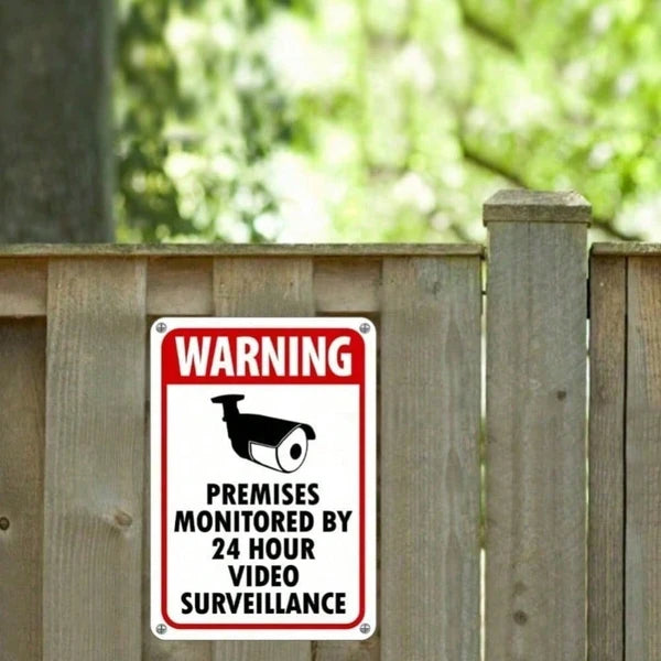 Security Warning Sign CCTV Surveillance Metal Sign For Home Security Indoor Outdoor 24 Hour Video Monitoring Signage - view 4