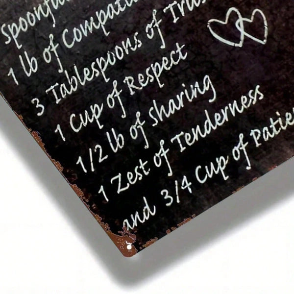 Vintage Recipe For Love Metal Wall Sign, 2D Flat Retro Iron Tin Wall Art 8x12 Inch - view 3