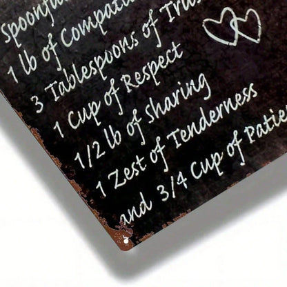 Vintage Recipe For Love Metal Wall Sign, 2D Flat Retro Iron Tin Wall Art 8x12 Inch - view 3