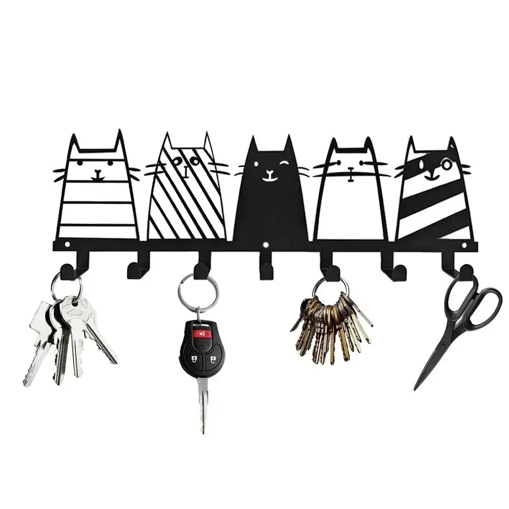Top - Notch Cute Cat Decorative Hook. The 7 - Hooks Key Hook Rack That Transforms into a High - Quality Modern Wall