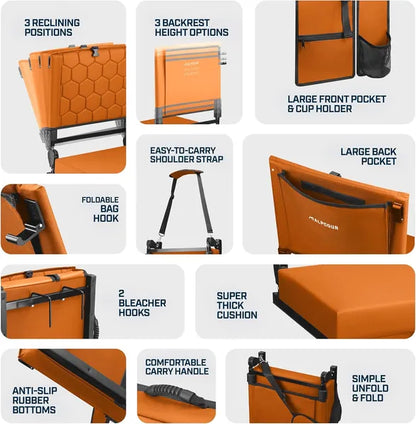 Alpcour Folding Reclining Stadium Seat With Back Support For Bleachers - view 2