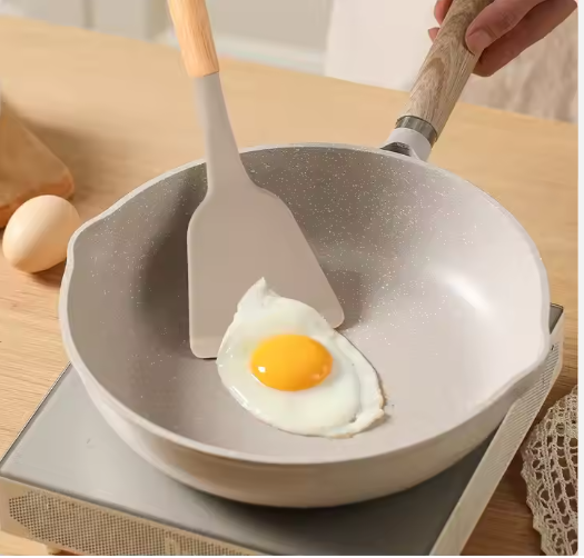 Non-Stick Silicon 12 Pcs Heat Resistant Wooden Handle Kitchen Cooking Utensils Set, Khaki Color - view 2