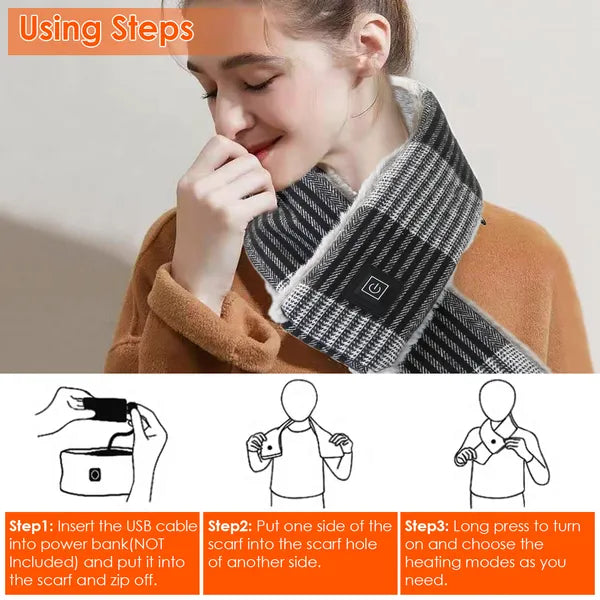 Electric Heated Scarf USB Heating Neck Wrap Unisex Winter Heated Neck Shawl - view 4