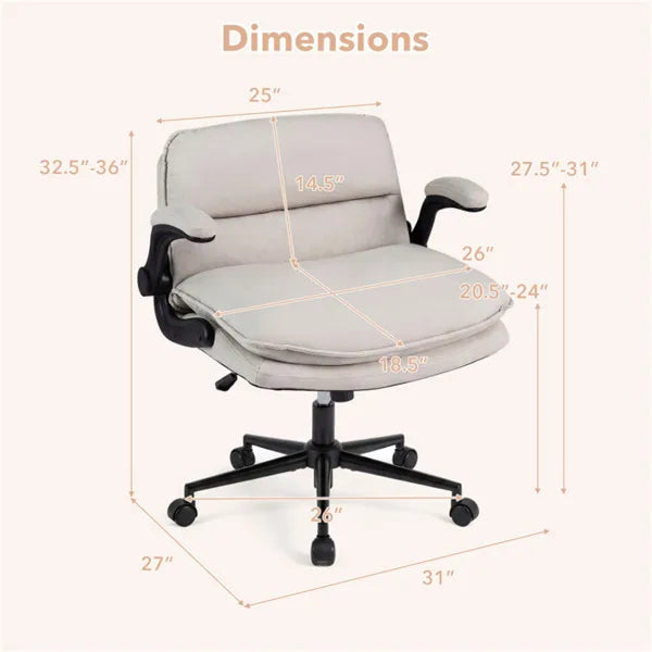 Criss Cross Chair With Flip-Up Arms, Faux Leather Cross Legged Office Chair With Adjustable Height & Rocking Function - view 2